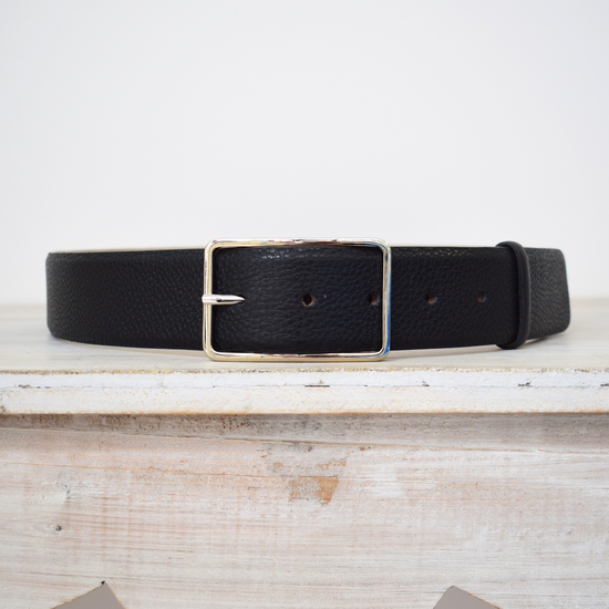 Wide black leather belt 