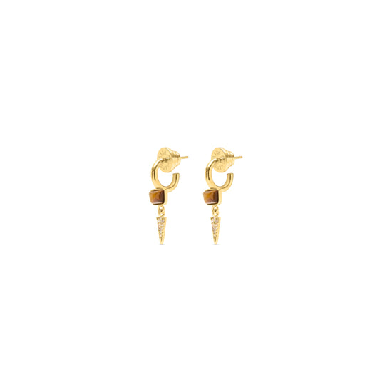 Tigers eye detail huggie hoops