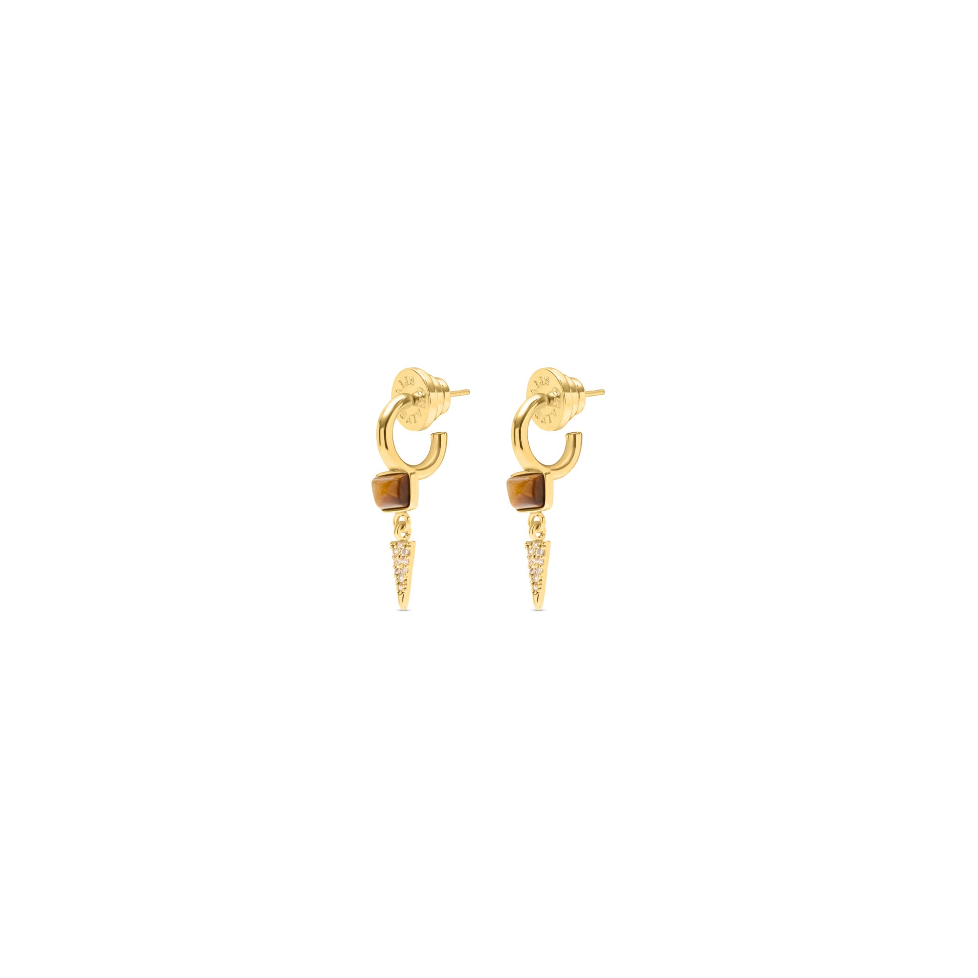 Tigers eye detail huggie hoops
