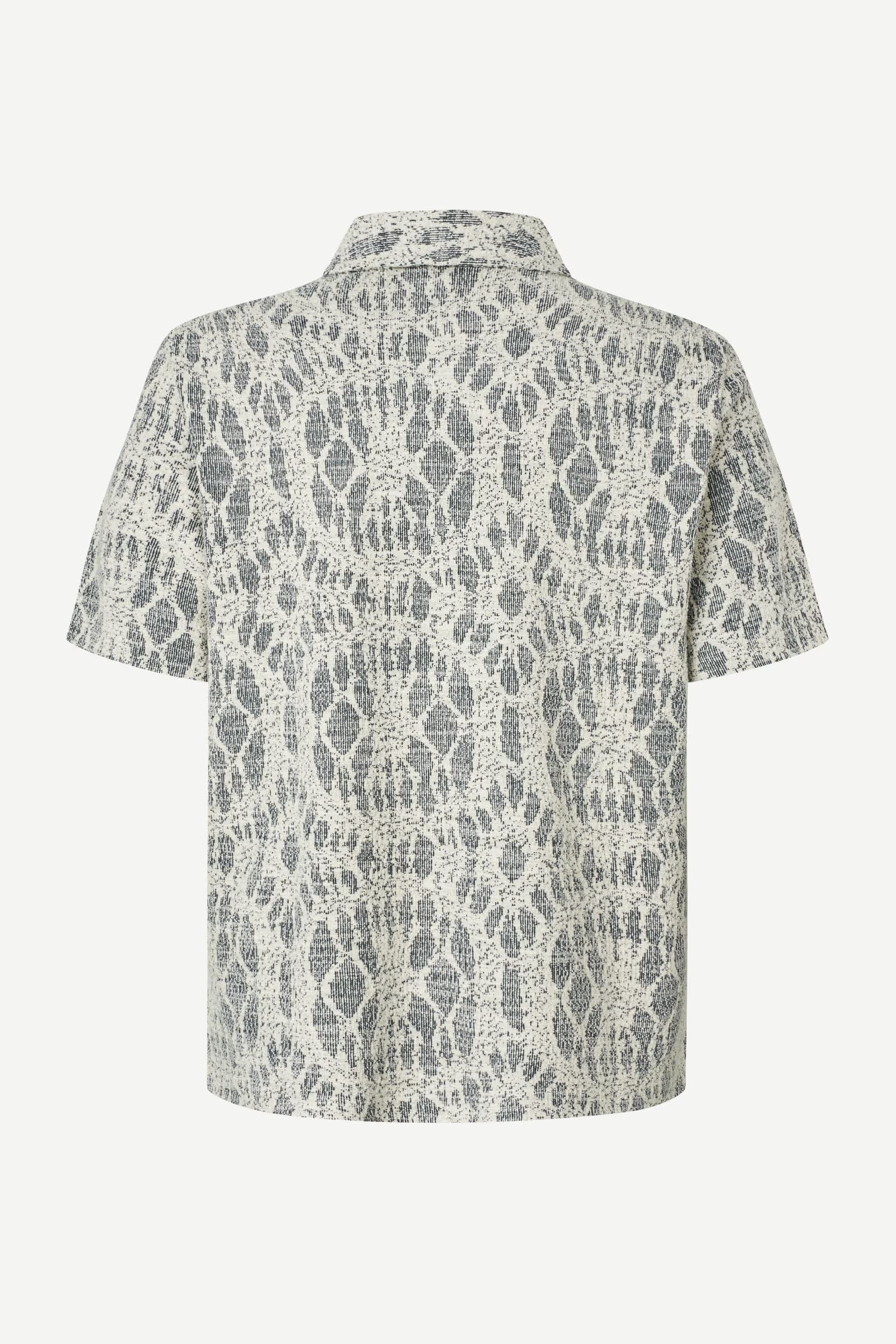 short sleeve patterned shirt by samsoe samsoe on a white background rear view