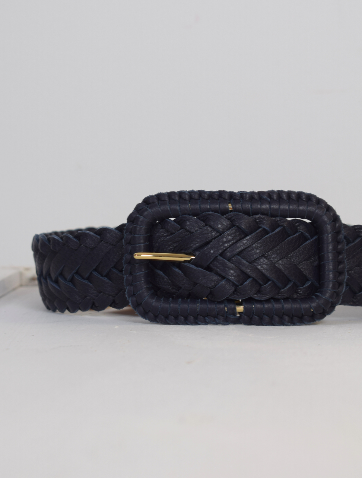 Navy woven narrow belt 