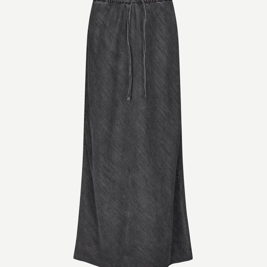 mid length grey skirt with elasticated waist and tie from samsoe samsoe