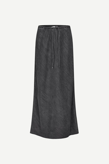 mid length grey skirt with elasticated waist and tie from samsoe samsoe