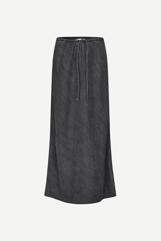 mid length grey skirt with elasticated waist and tie from samsoe samsoe