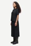 short sleeve pleated black top with round neck from samsoe samsoe side view