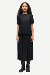 short sleeve pleated black top with round neck from samsoe samsoe model shot