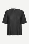 short sleeve pleated black top with round neck from samsoe samsoe