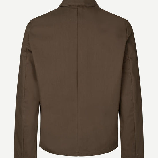 Brown jacket by samsoe samsoe  on a white background rear view