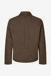 Brown jacket by samsoe samsoe  on a white background rear view