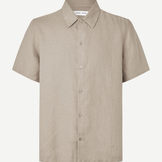Beige short-sleeve shirt by Samsoe Samsoe on a white background