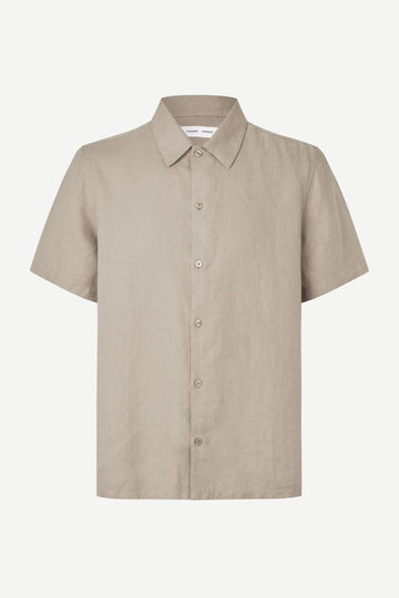 Beige short-sleeve shirt by Samsoe Samsoe on a white background