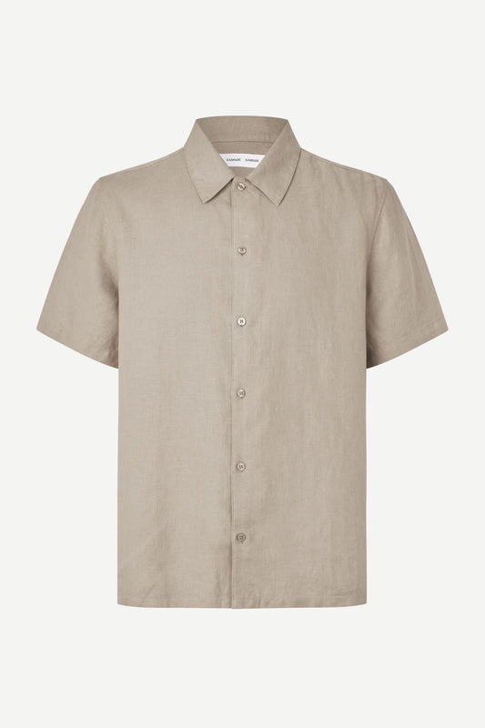 Beige short-sleeve shirt by Samsoe Samsoe on a white background