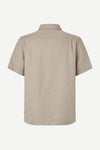 Beige short-sleeve shirt by Samsoe Samsoe on a white background rear view