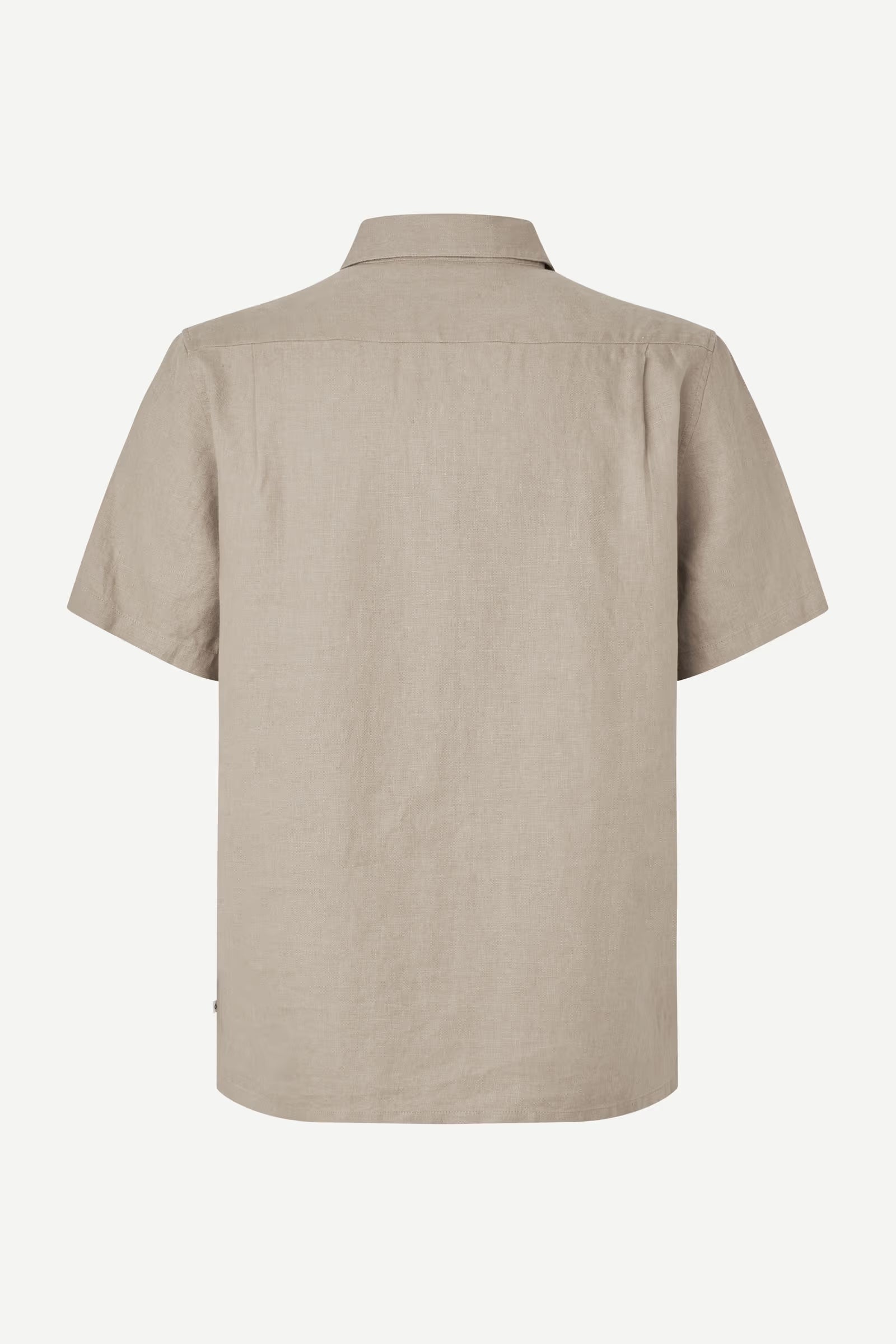 Beige short-sleeve shirt by Samsoe Samsoe on a white background rear view