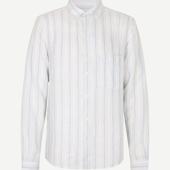 blue and white striped shirt by Samsoe Samsoe on a white background