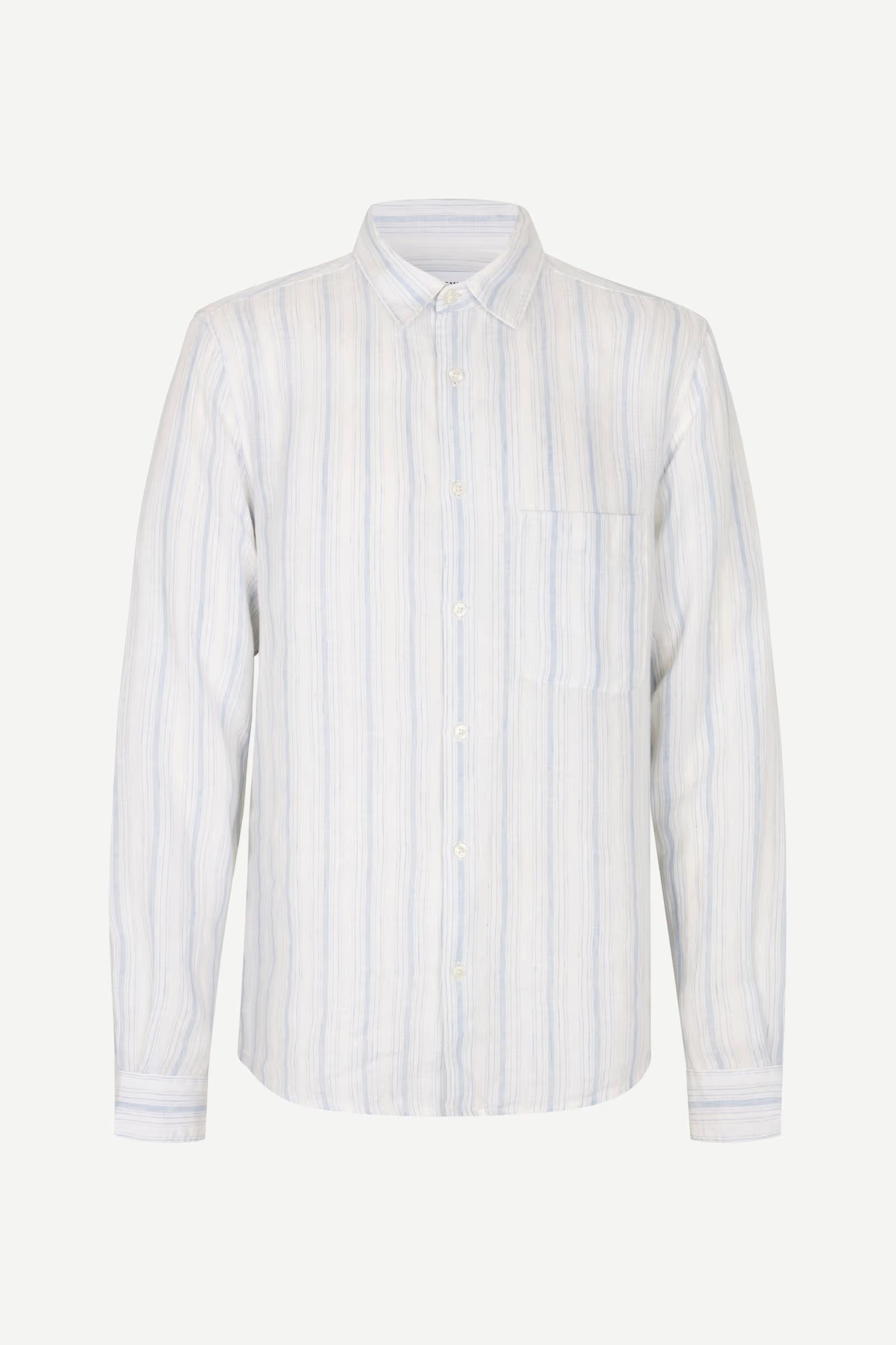 blue and white striped shirt by Samsoe Samsoe on a white background