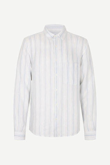 blue and white striped shirt by Samsoe Samsoe on a white background