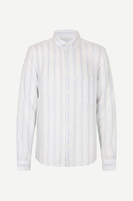 blue and white striped shirt by Samsoe Samsoe on a white background