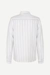 blue and white striped shirt by Samsoe Samsoe on a white background rear view