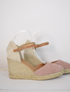  blush coloured wedge sandal with closed toe