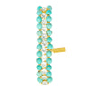 Turquoise beaded hair clip with gold accents on a white background from Talis Chains