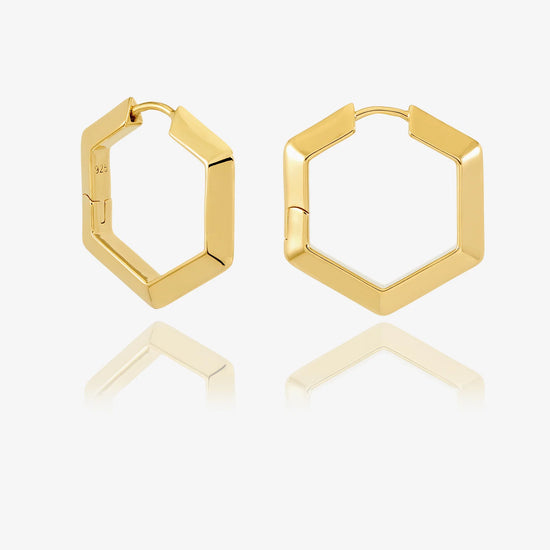 large hexagon shaped hoop gold earrings from rachel jackson
