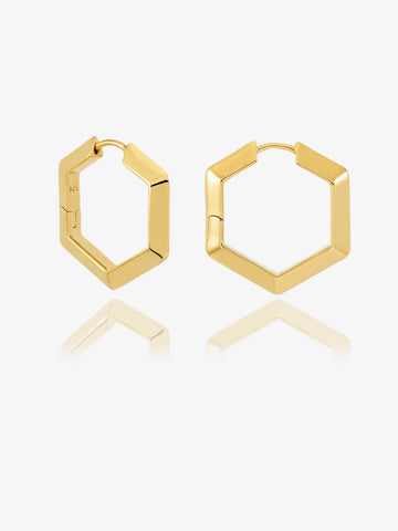 large hexagon shaped hoop gold earrings from rachel jackson