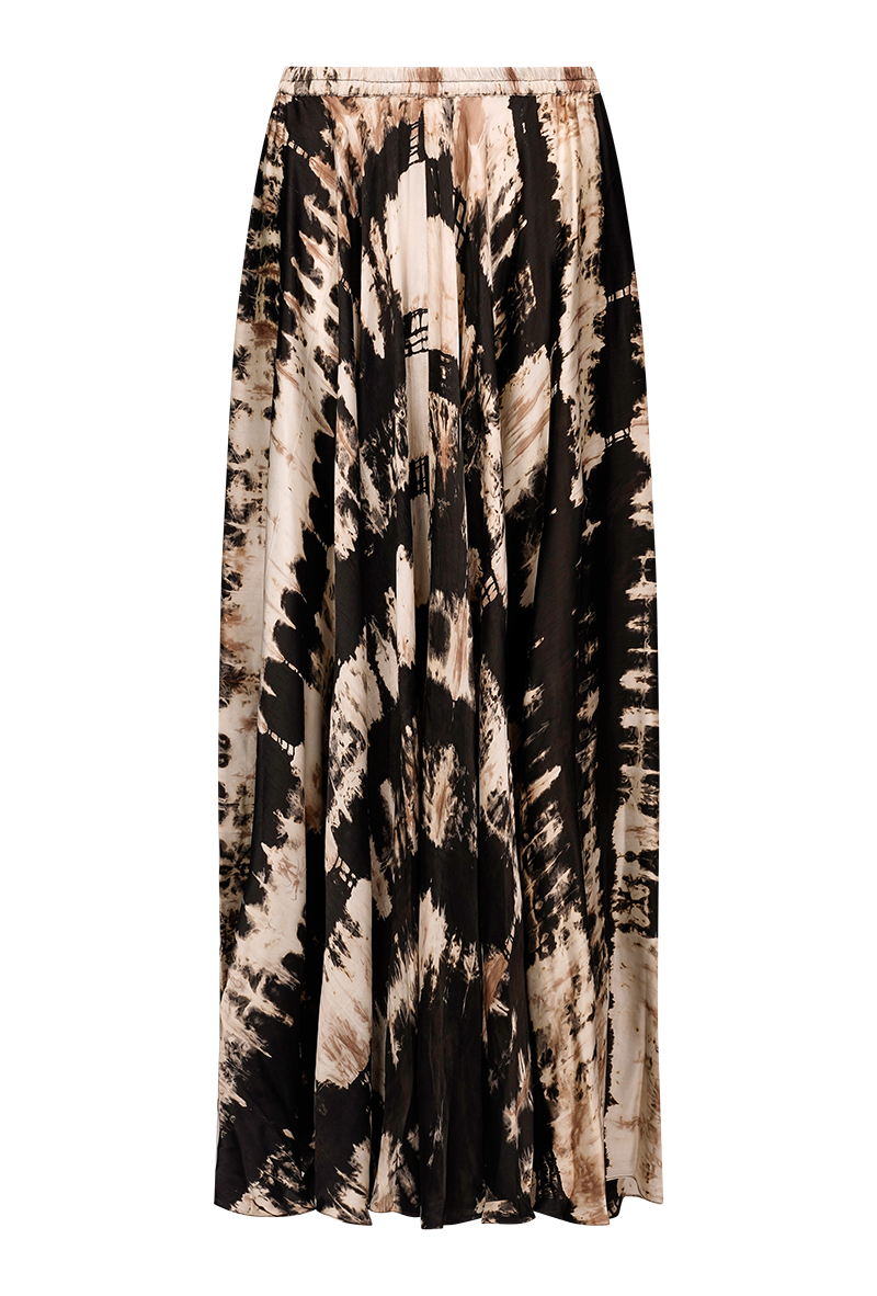 Maxi skirt with elasticated waist in tie dye viscose