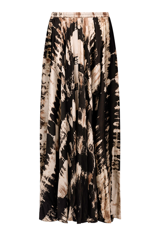 Maxi skirt with elasticated waist in tie dye viscose