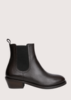 brown boot with elastic section 
