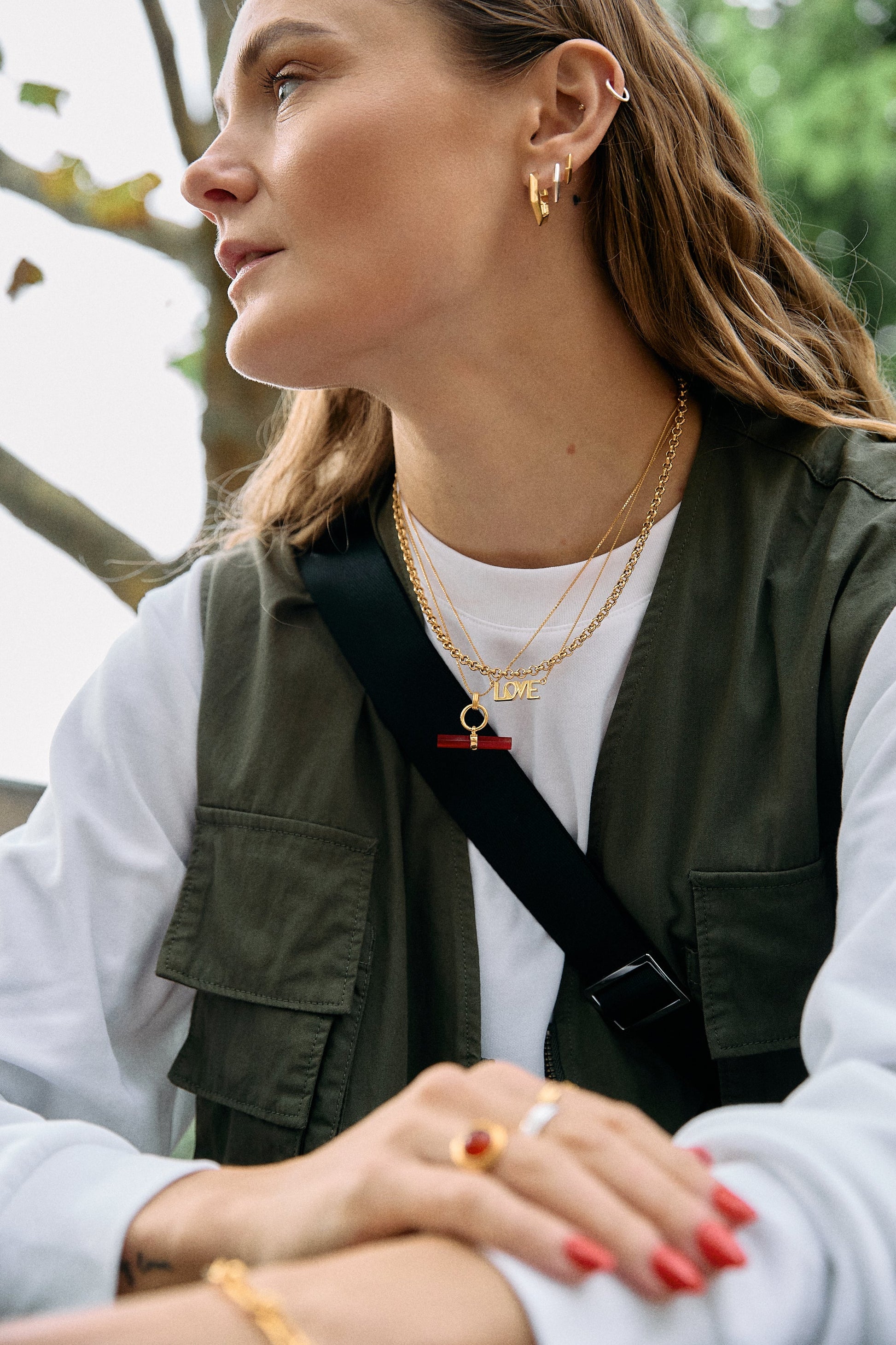 medium sized silver hexagon shaped hoop model shot