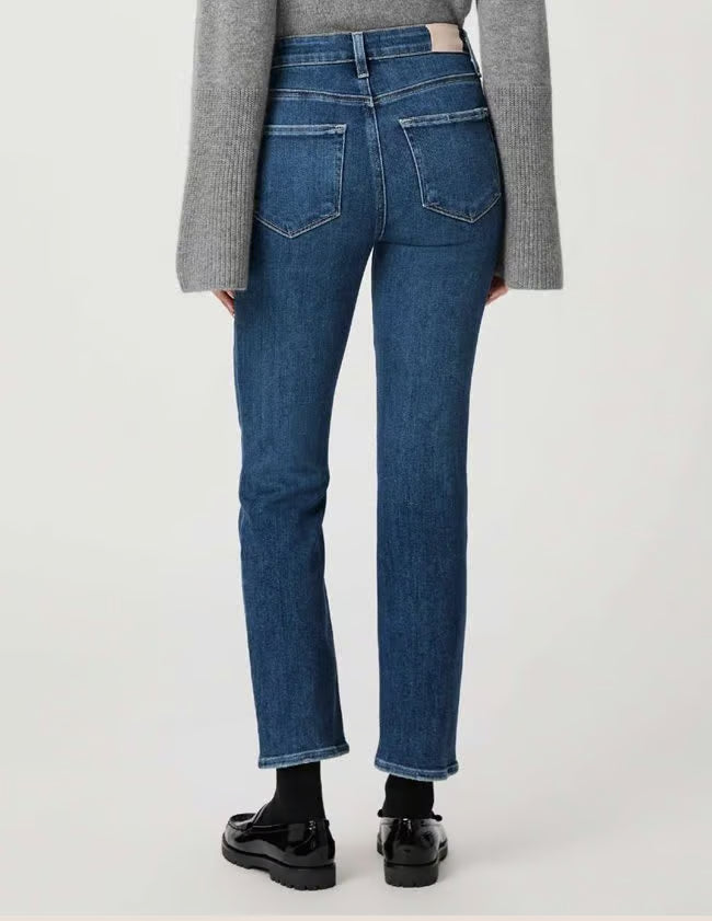 mid blue slim jeans from paige  rear