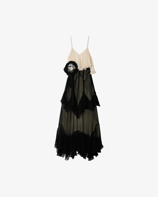 two tone dress with removable flower detail