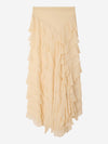 Ecru ruffled skirt on a white background