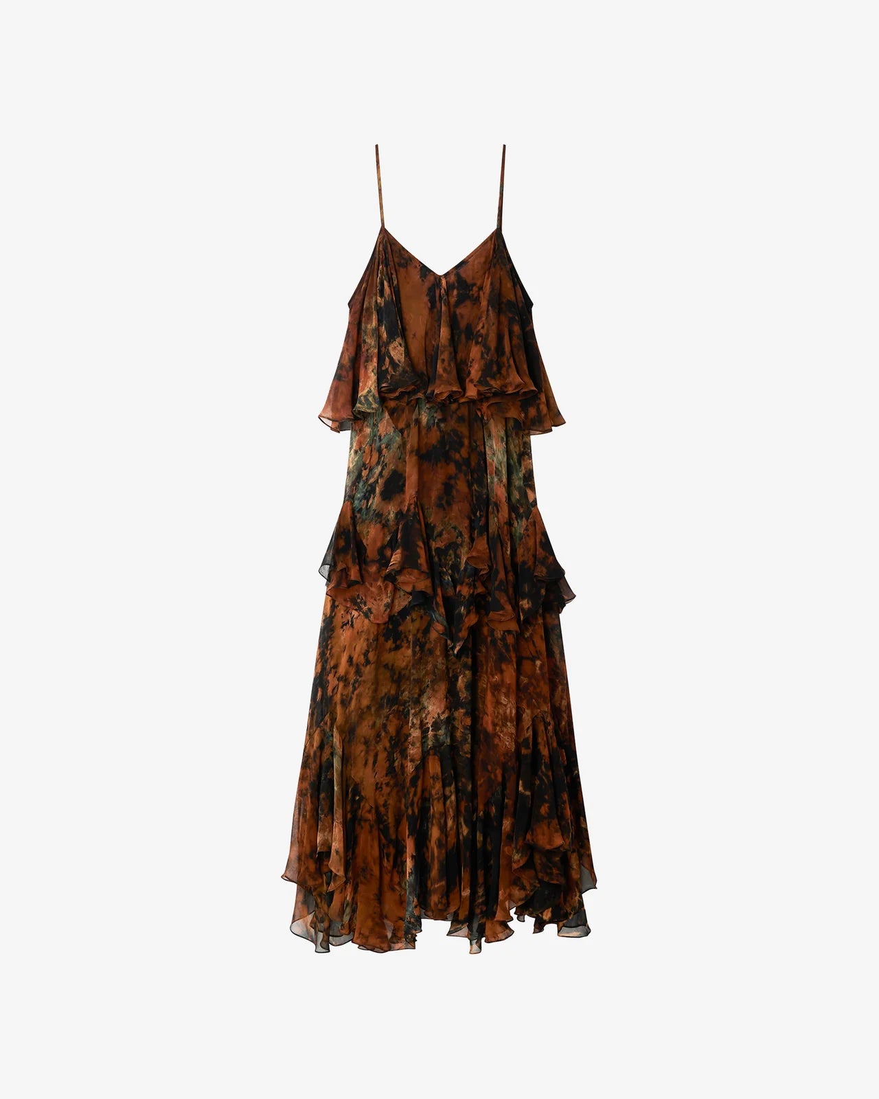 Tiered tie die dress with spaghetti straps