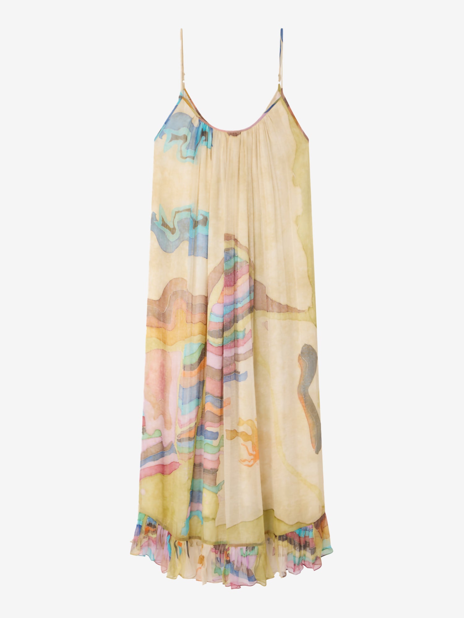 Colorful dress with abstract pattern on a white background