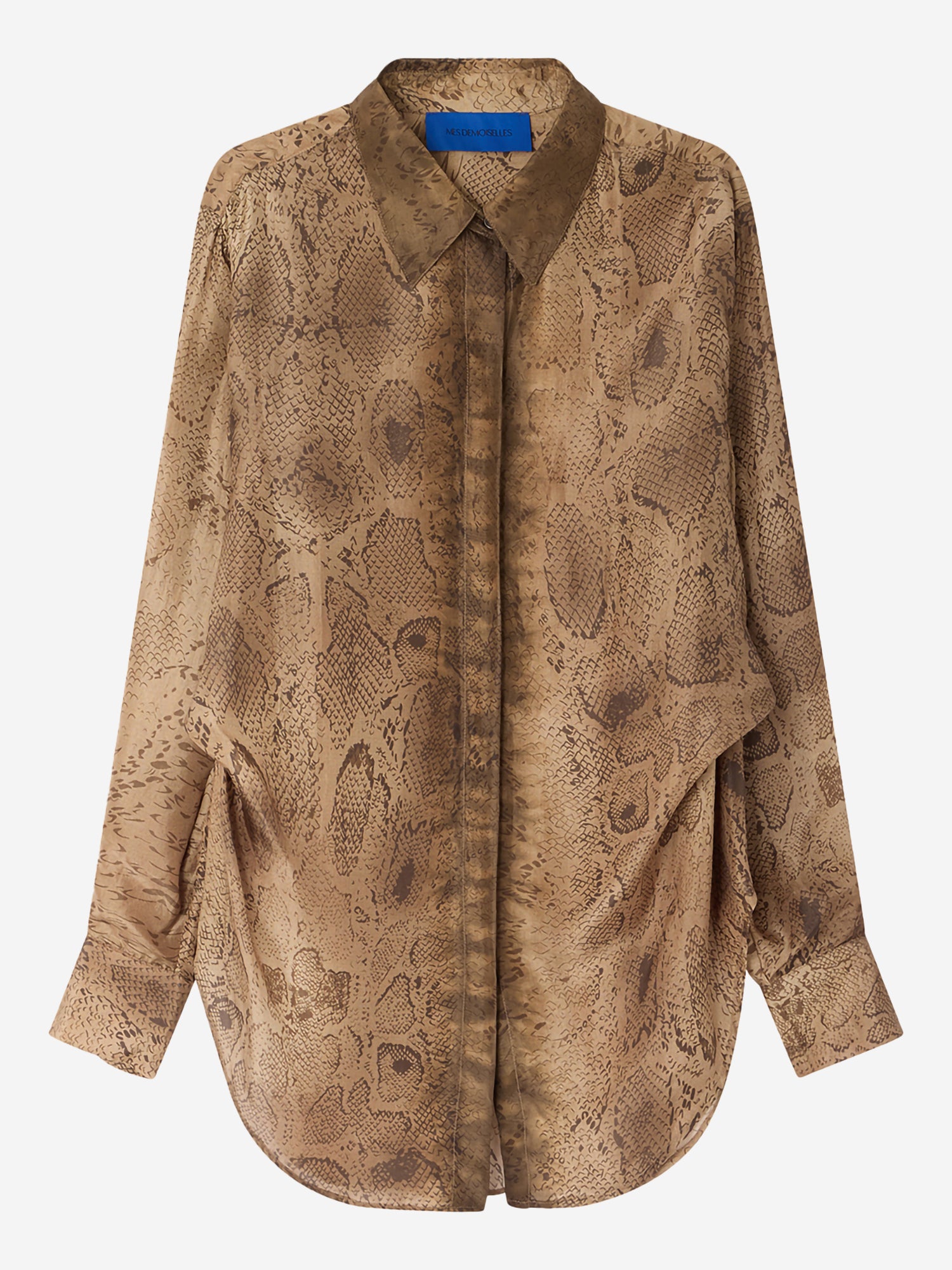 snake print shirt on a white background 