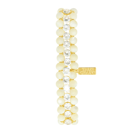 Gold bracelet with white stones on a white background from talis Chains
