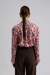 100% silk long sleeve floral print shirt rear view