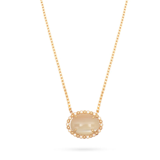 Mother of pearl button necklace with cubic zirconia detail