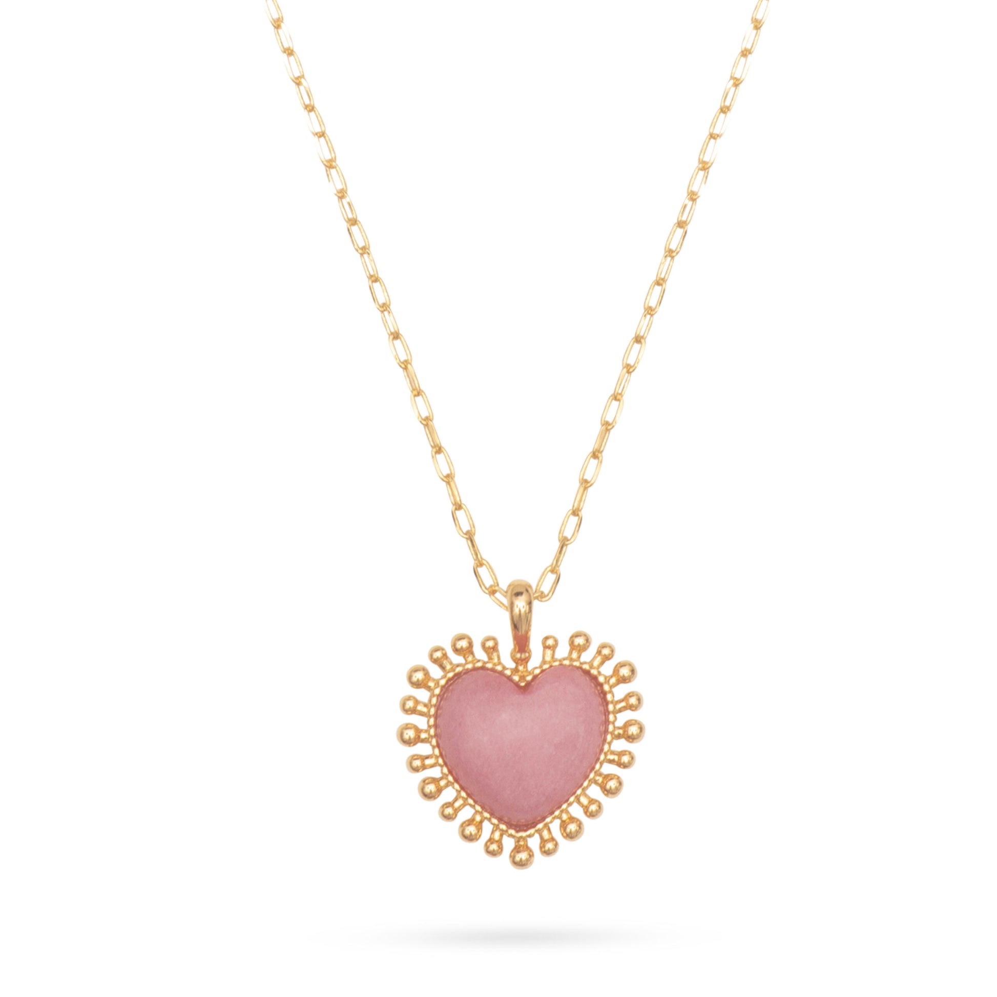 Pink Jade heart shaped necklace from Talis Chains