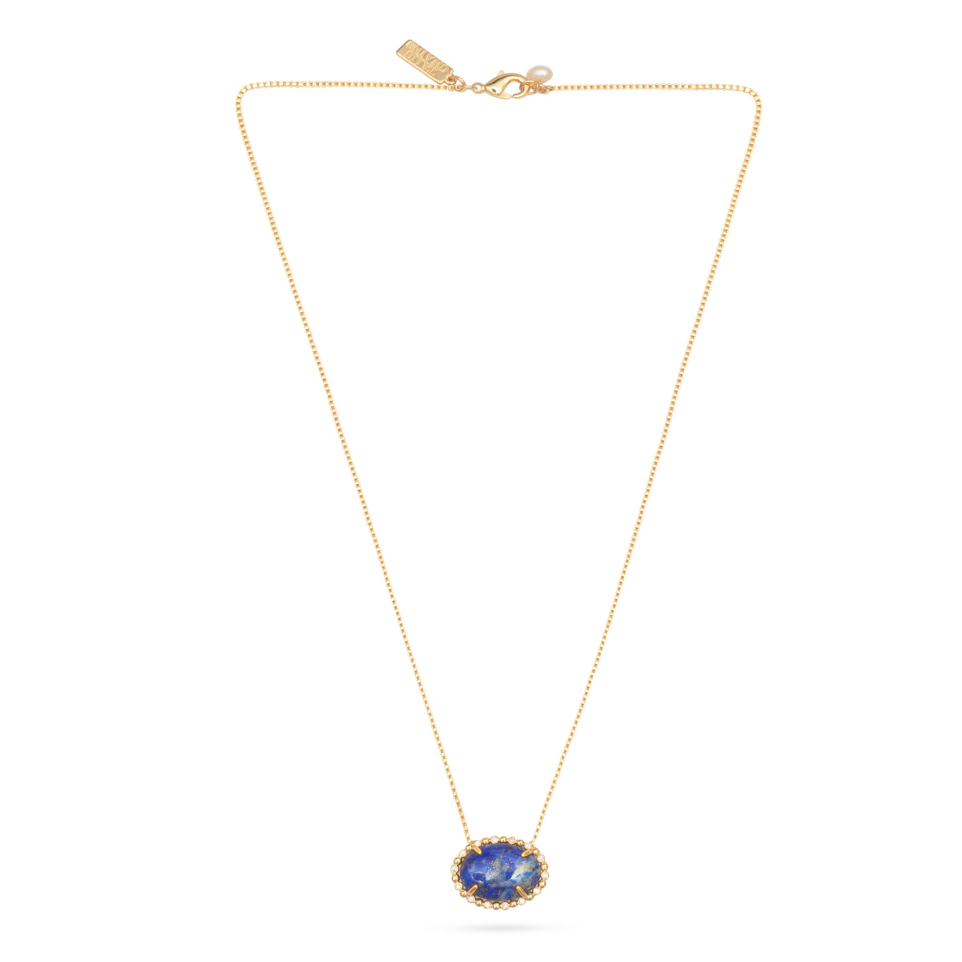 Full pick including chain of the lapis button necklace