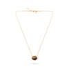 Gold plated necklace with tigers eye button charm