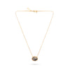 Gold plated chain with button size meshy stone grey pendant