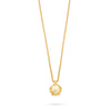 Gold plated long necklace with pendant charm featuring cubic zirconia