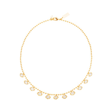 Gold plated brass necklace with cubic zirconia drop details