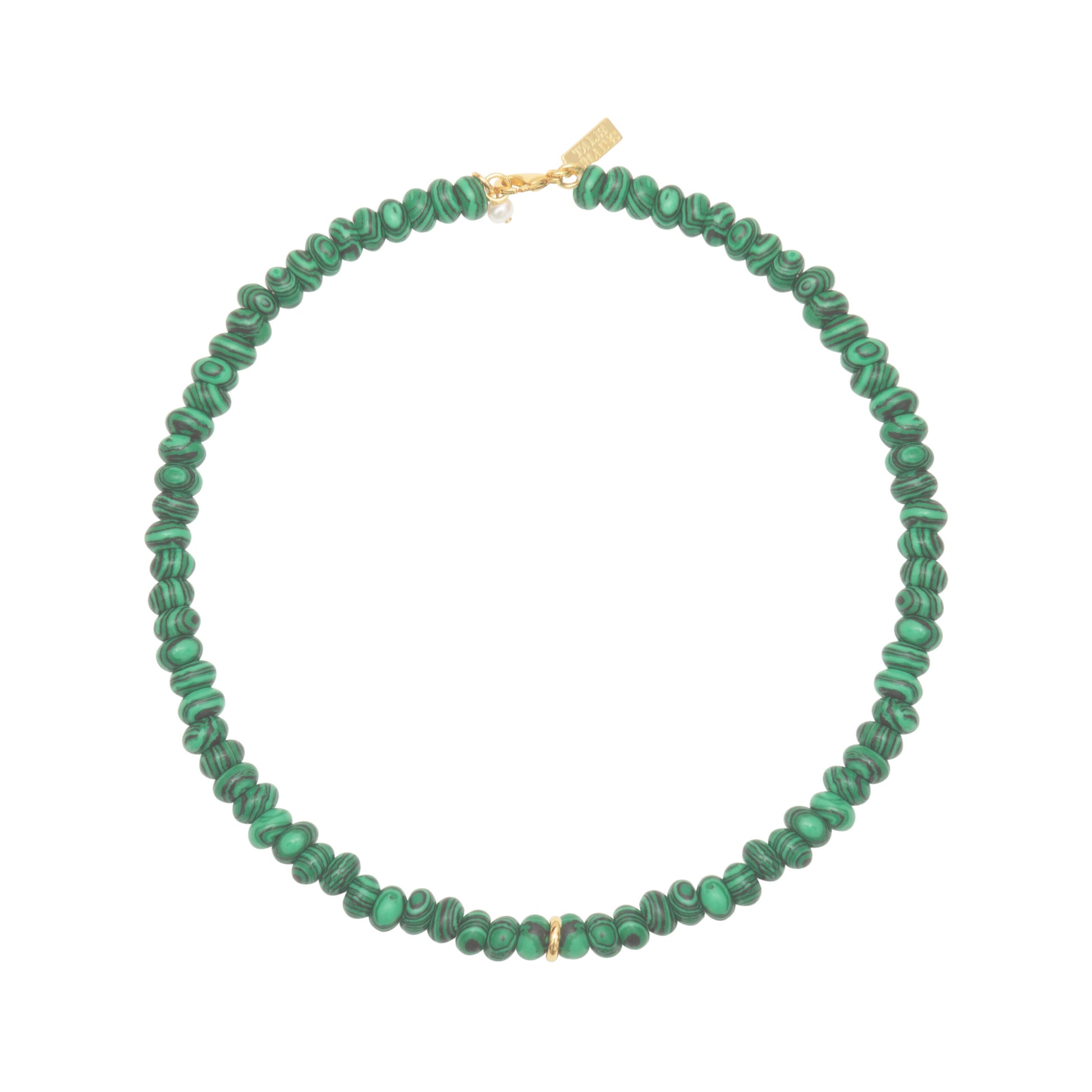 green beaded choker necklace with lobster clasp