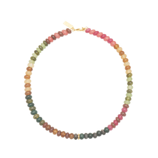 tourmaline multi bead choker necklace with lobster clasp