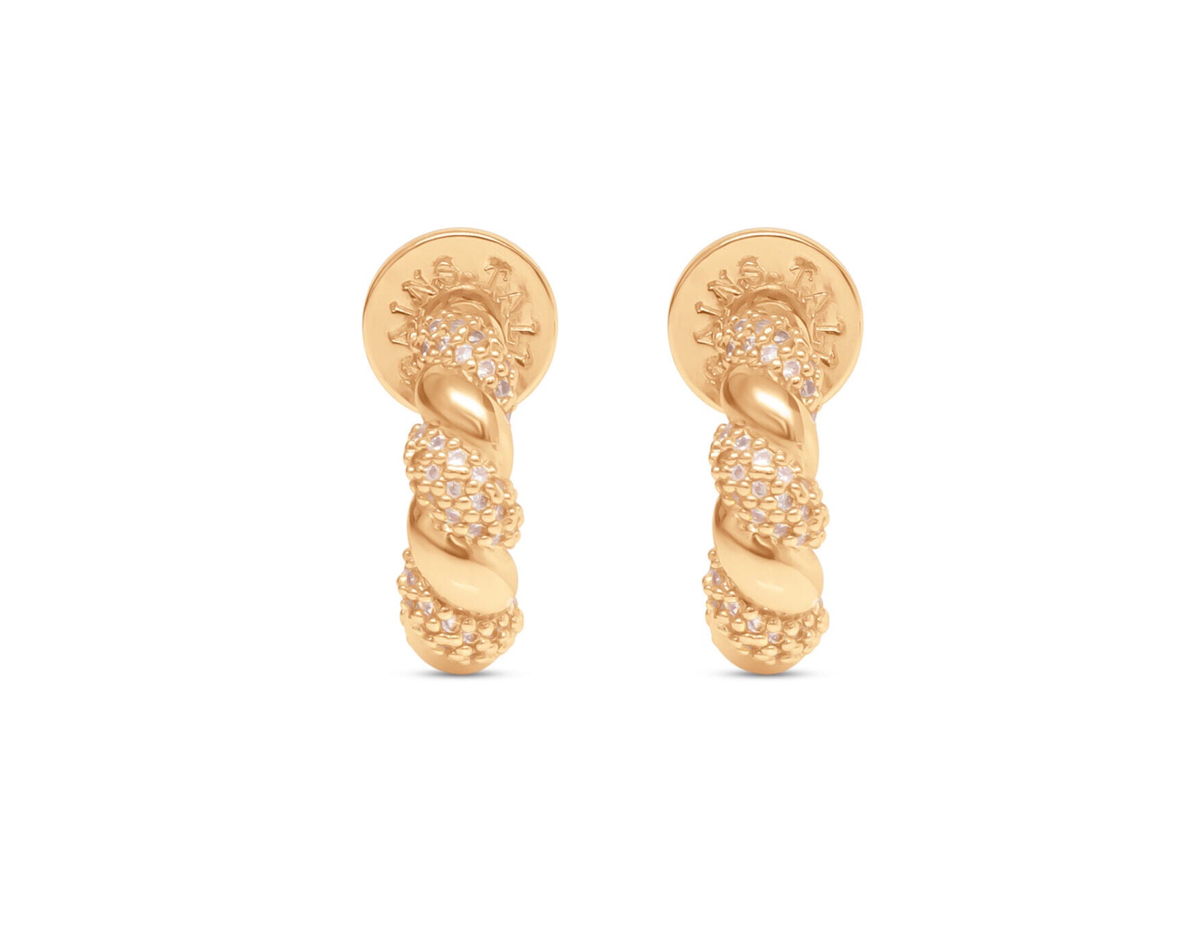 TWISTED HOOP STUD EARRINGS WITH CUBIC ZIRCONIA DETAILS