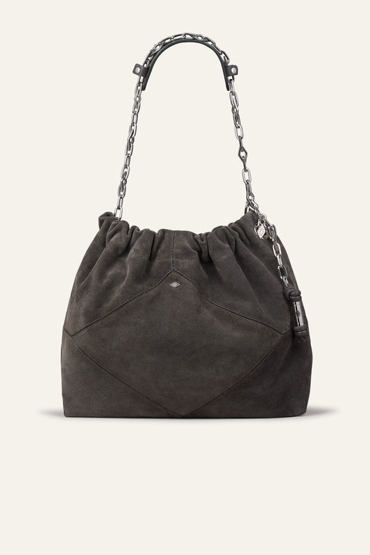 June Suede Tote Bag Dark Grey